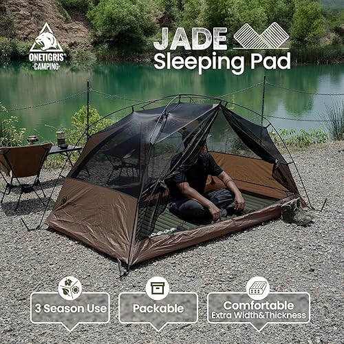 Miniatura 3 de ONETIGRIS Almohadilla de dormir para camping, colchón de camping ultraligero de jade 2.8 R-Value colchonetas inflables compactas para camping,