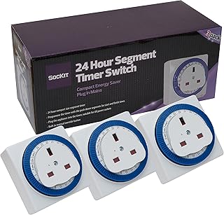 SOCKIT 24 Hour Segment Timer Switch-Compact Energy Saver-Plug in Mains (3 Pack), Unknown