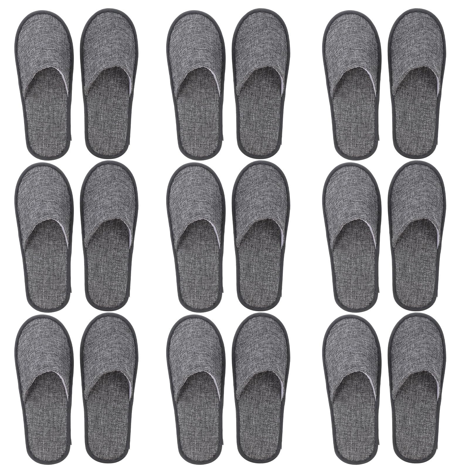 10 Paia Pantofole Monouso Antiscivolo in Lino Nero Ciabatte Unisex da Spa per Hotel Saloni e Uso Domestico Calzature Traspiranti e Protettive per Ospiti e Viaggi