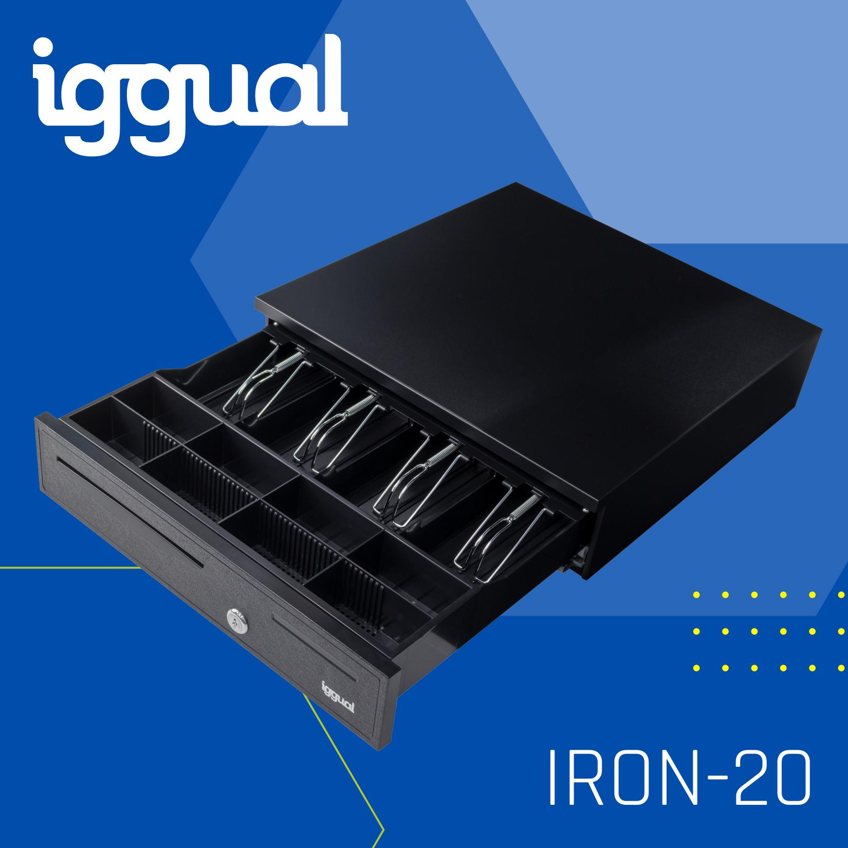 Iggual IRON-30 Cash Box Cash Register Manual Or Automatic For 5 Bills And 5 Coins. Lock 3 Positions. Material Steel Plastic. Professional Use- Black (42x40.5x10 - View #5
