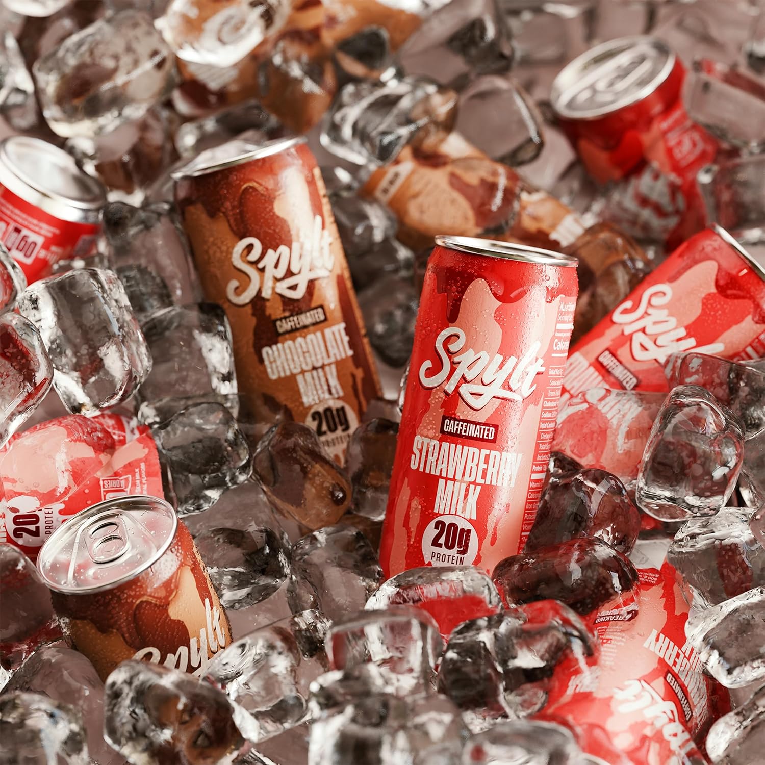 Spylt High Protein Chocolate/Strawberry Milk with 60mg Caffeine & 20g Protein - 90 Calories, Ready to Drink, Sugar Free, Lactose Free Milk, Perfect for Workout Recovery & Afternoon Pick Me Up - 12 Co