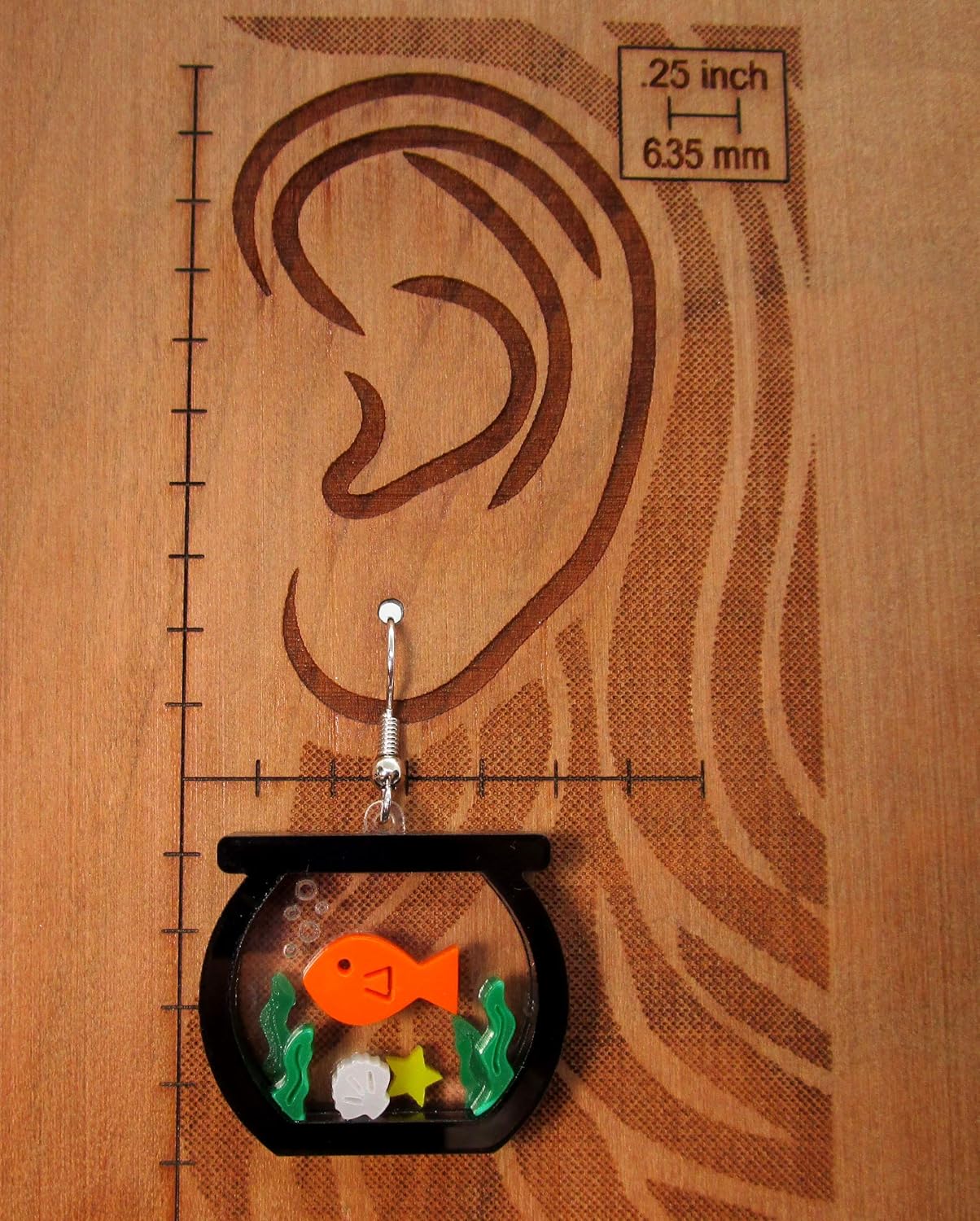 Unique Goldfish Fish Bowl Aquarium Statement Dangle Earrings, Funny Jewelry for Aquatic Pet Fish Enthusiast