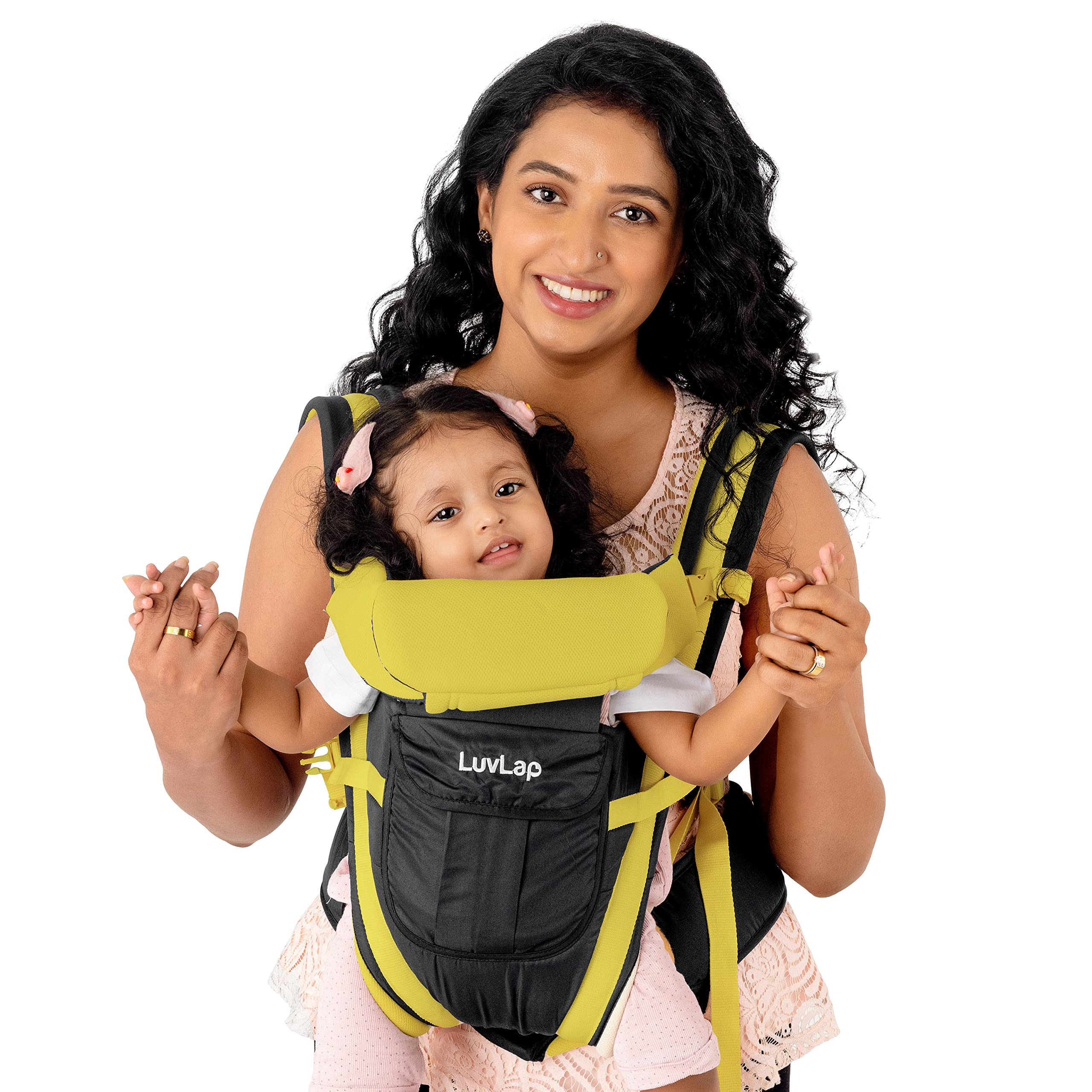 LuvLap Elegant Baby Carrier with 4 carry positions, for 4 to 24 months baby, Max weight Up to 15 Kgs (Black & Green)-picture-10