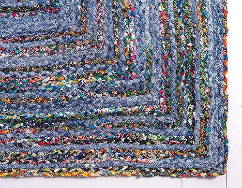 Miniatura 9 de Unique Loom Trenzado Chindi Collection - Alfombra casual moderna azulazul oscuro (2' 0 x 3' 0)