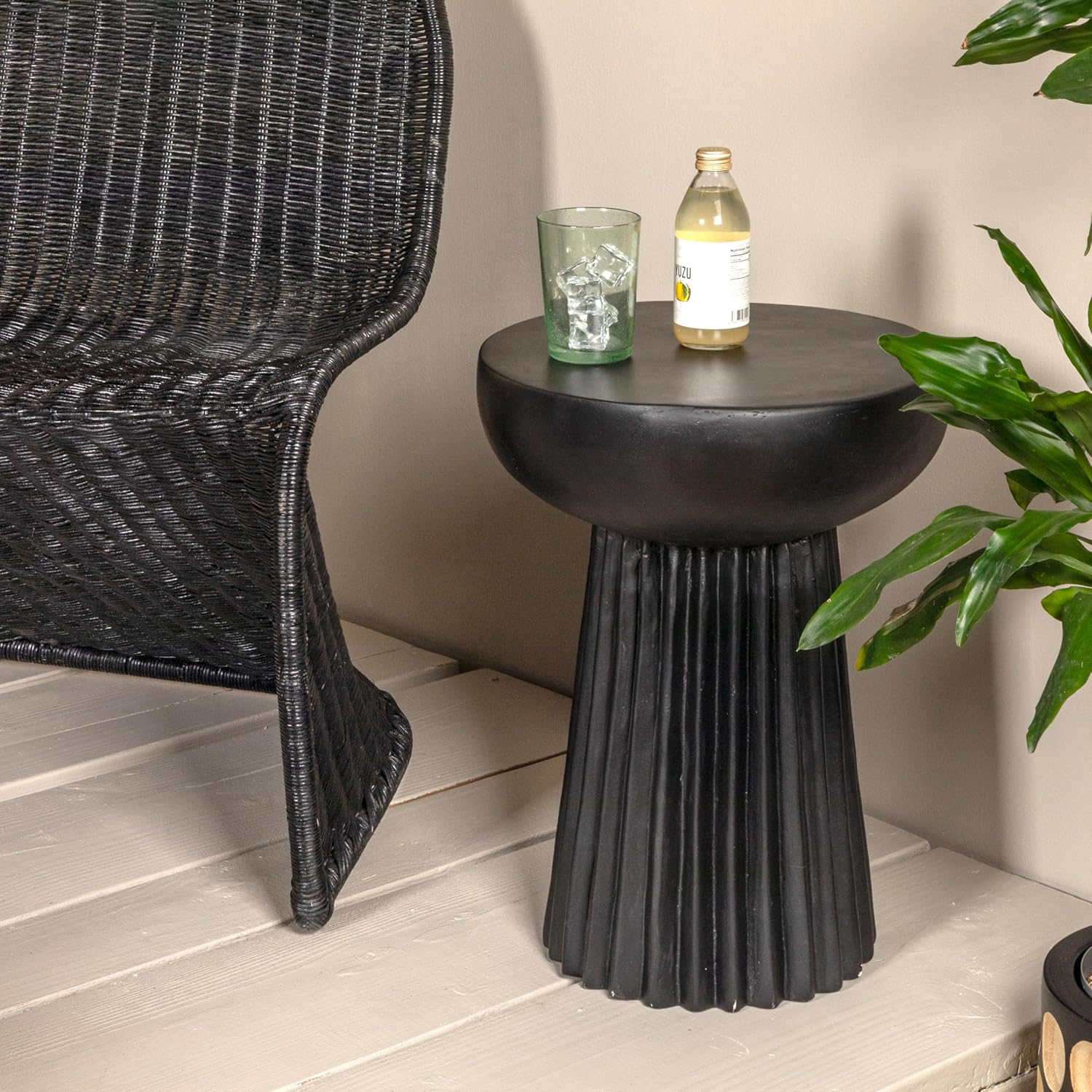 Creative Co-Op Magnesium Oxide Side Table, Black