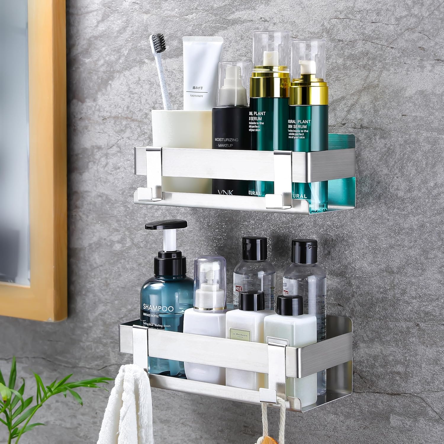 YIGII Shower Caddy, Stainless Steel Shower Shelf, Adhesive Shower Rack