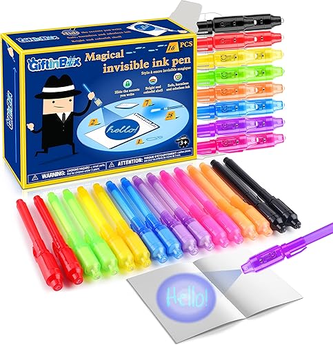 Miniatura 9 de GIFTINBOX Invisible Ink Pen with UV Light for Kids, 12PCS Spy Pen Party Favors for Kids 8-12, Magic Marker for Secret Message, School Supplies