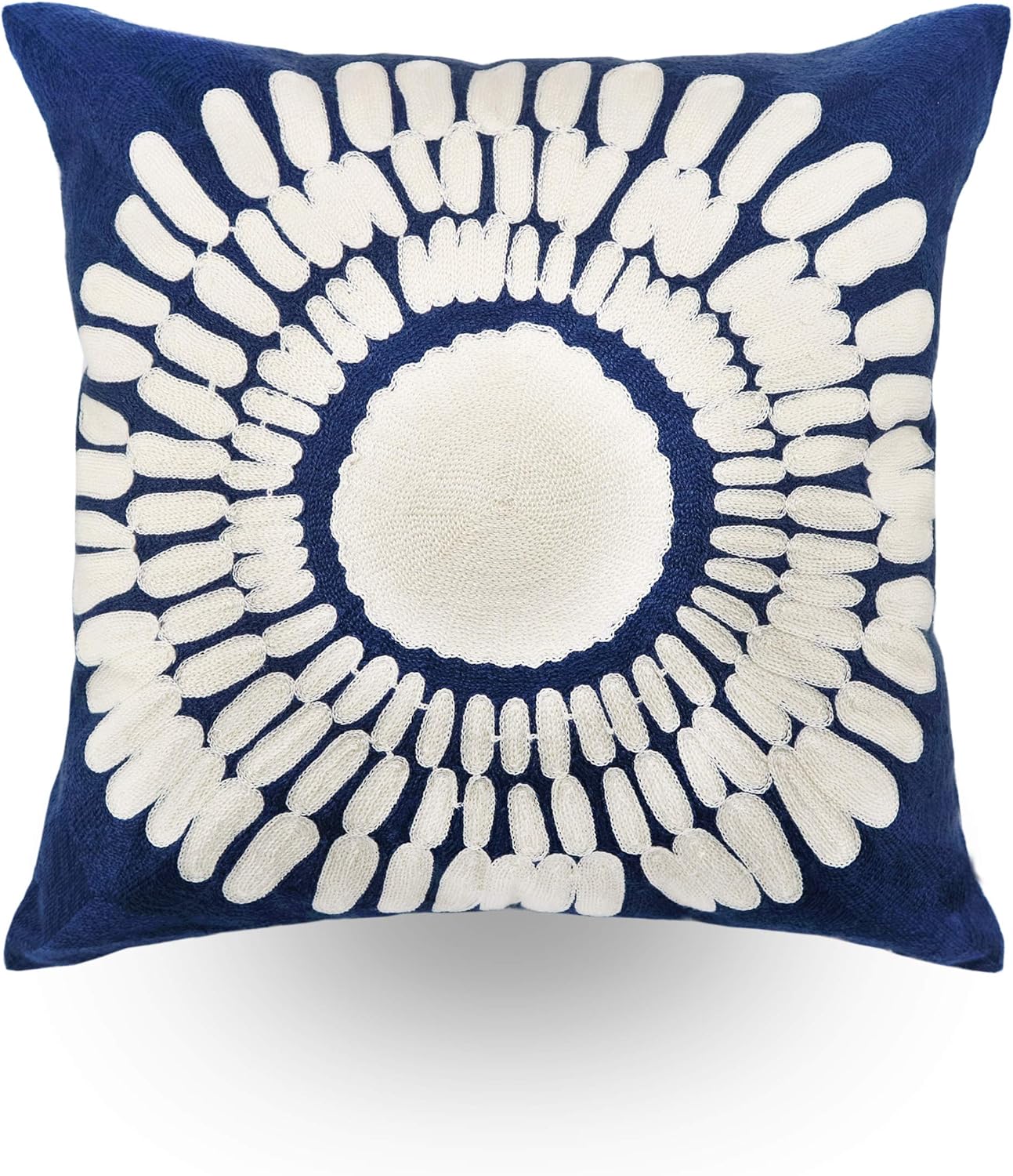 Hodeco Embroidery Throw Pillow Covers Navy Blue 18x18