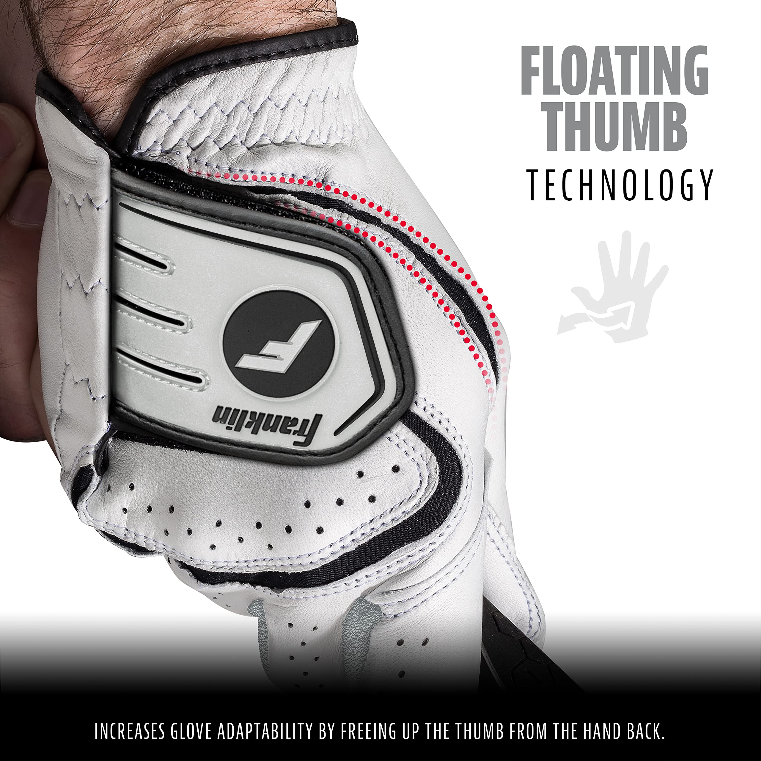 Franklin Sports Golf Glove - Pro Golf Gloves - Premium Leather Golfing Glove - Maximum Grip - White - Right Hand Glove - Adult Extra Large