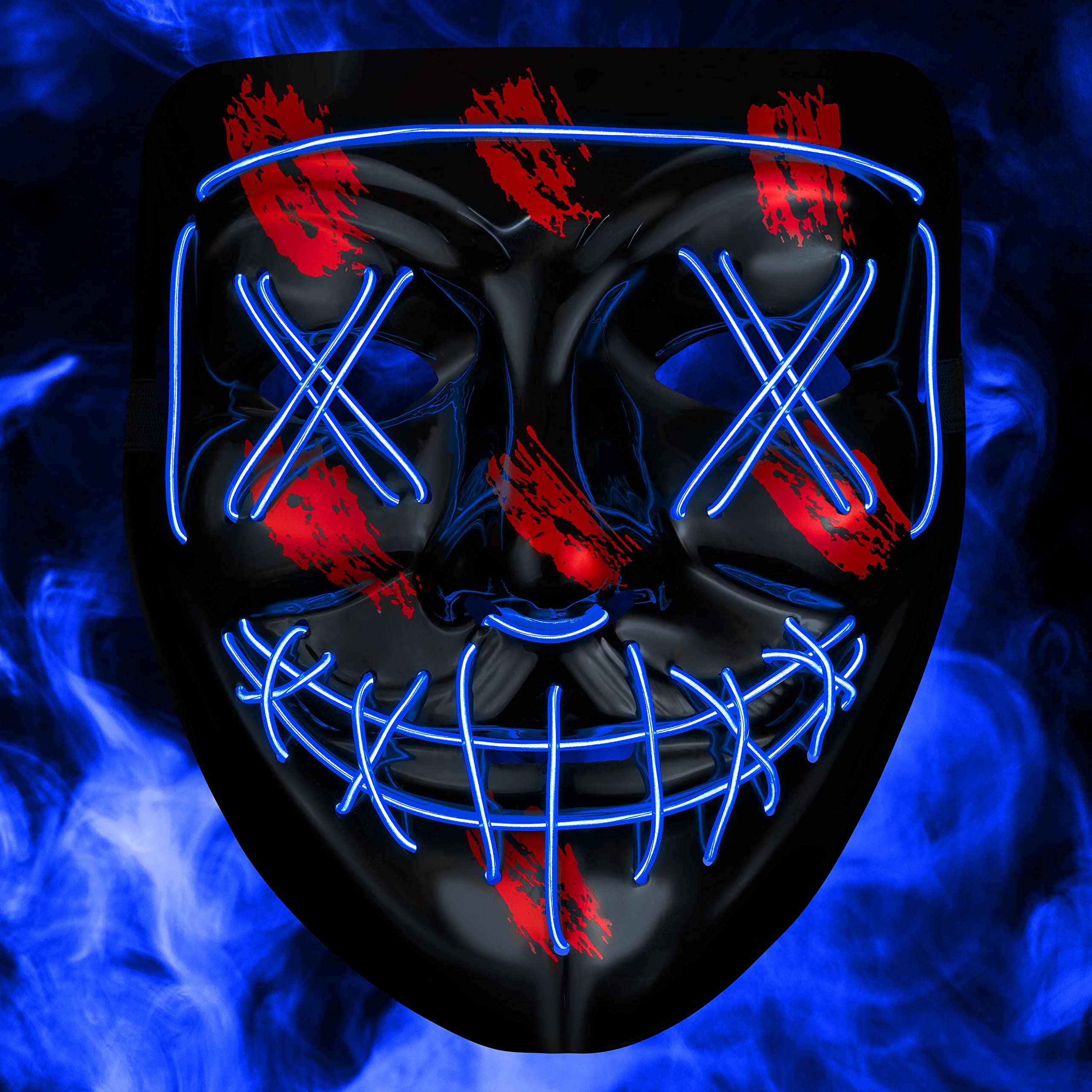 Balinco LED mask with 3 light modes - perfect for techno DJ, Blue