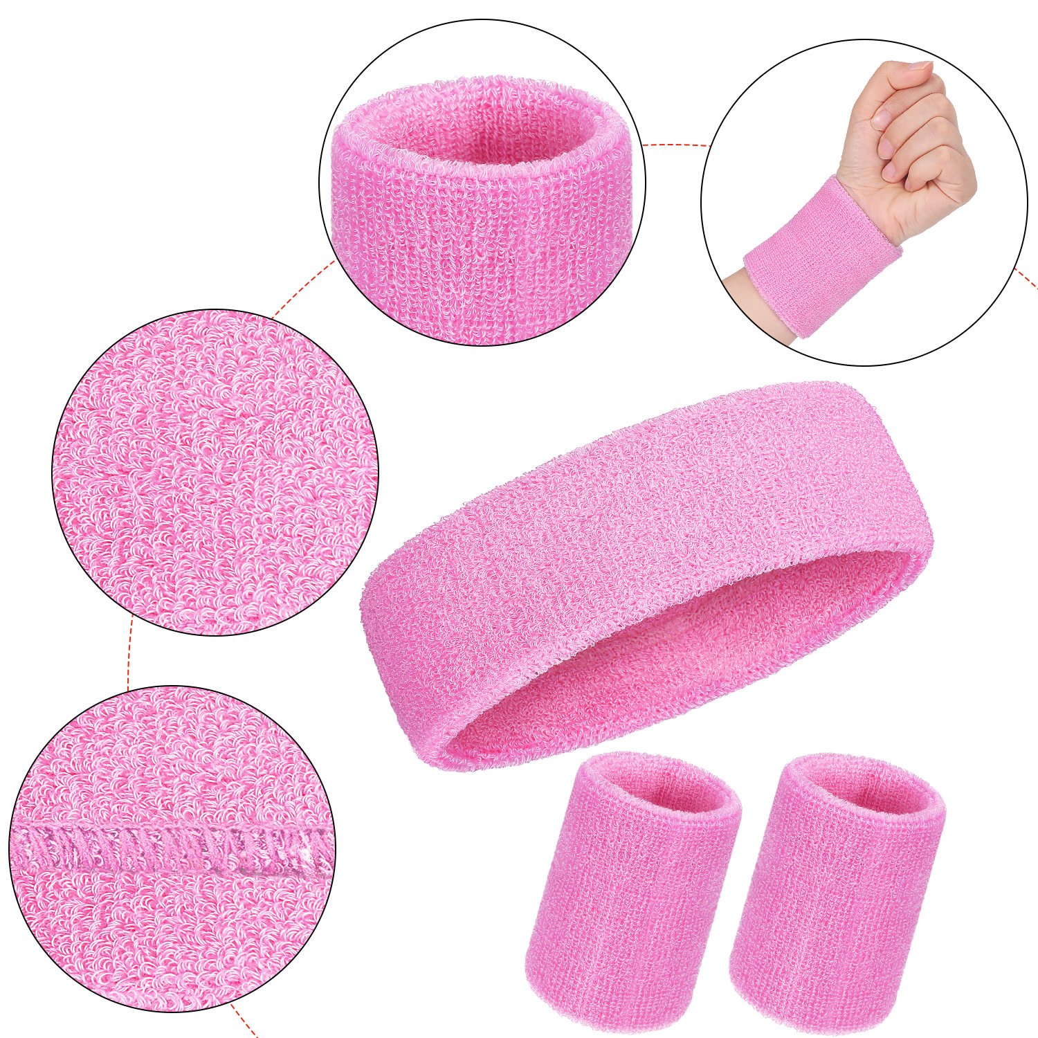 WILLBOND 3 Pieces Sweatbands Set, Includes Sports Headband and Wrist Sweatbands Sweat Band for Athletic Men and Women