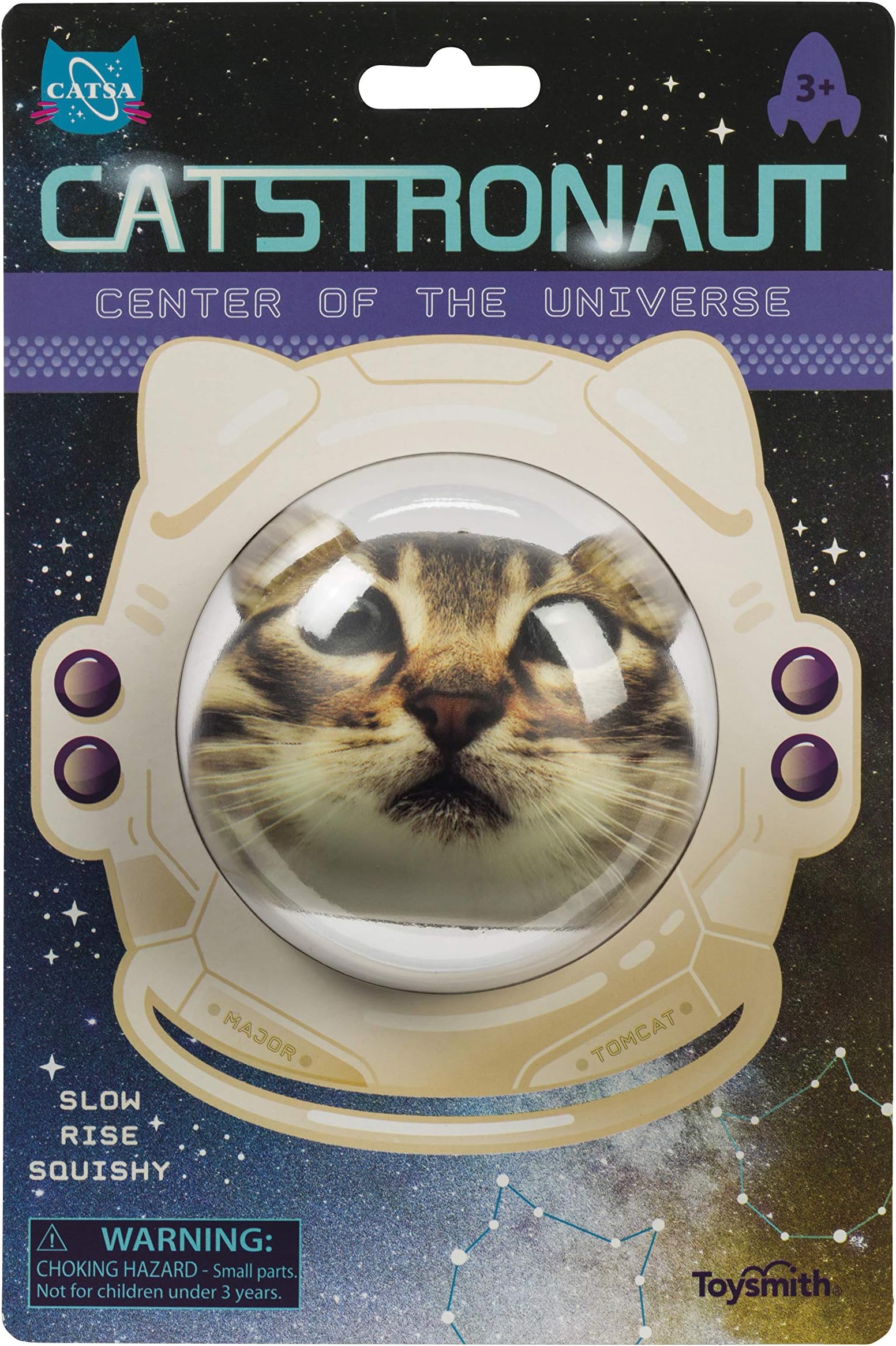 Catstronaut Slow-Rise Squishy Ball - Small Outer Space Stress Ball, Cat Astronaut Squishy Toy, Space and Animal Stress Relief Balls