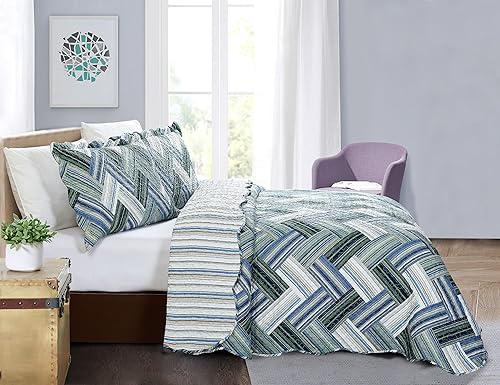 Miniatura 37 de Brilliant Sunshine Juego de edredón de 3 piezas con 2 fundas de almohada, colcha reversible suave y ligera, para todas las estaciones, Gris