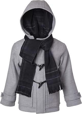 Cremson Boys Classic Wool Look Winter Duffle Toggle Jacket Dress Coat Scarf Hood