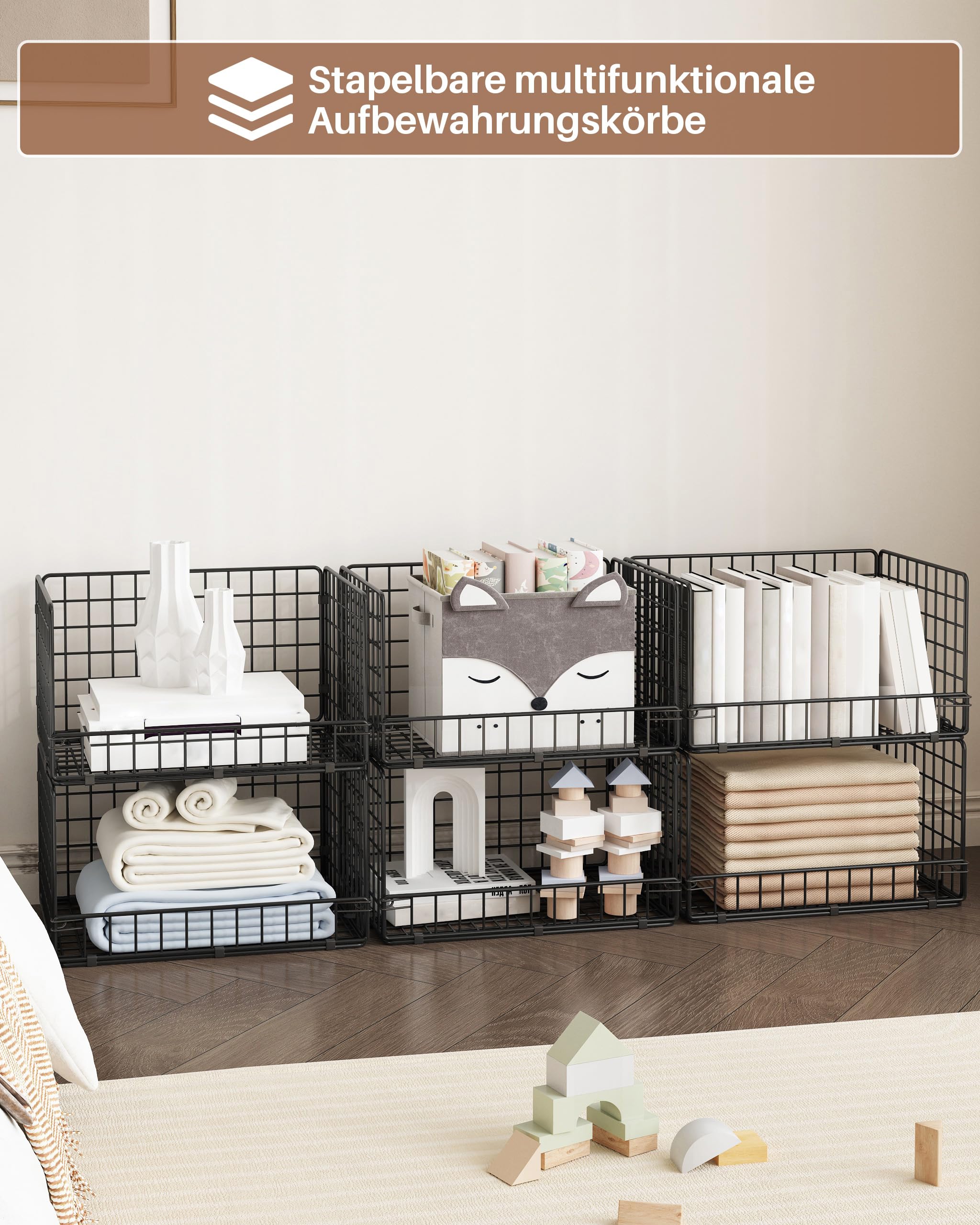 UMDONX 4 Stück Stapelbare Schrank-Organizer, Schwarz