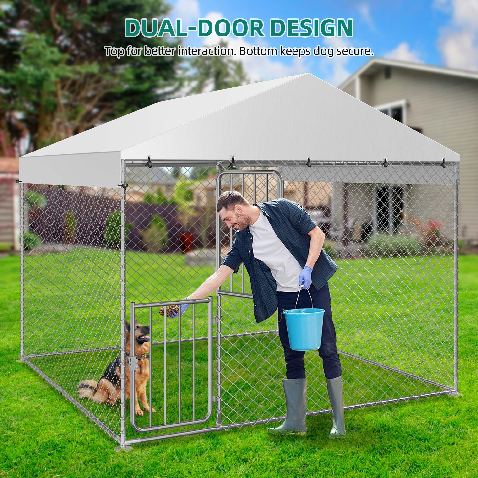 Snapklik.com : YITAHOME Large Outdoor Dog Kennel 7.67.66.6FT Large Dog ...