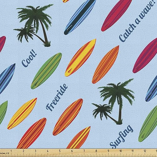 Miniatura 7 de Ambesonne The Yard, tela de estrella de mar, composición inspirada en acuarios, conchas y vieiras tropicales, berberechos y almejas, tela decorativa