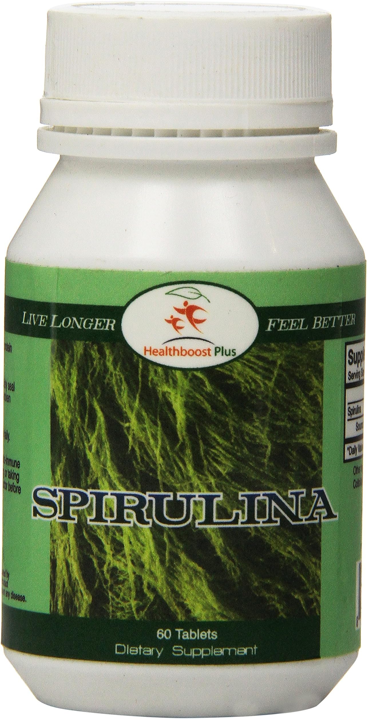Healthboost Plus Spirulina Coated Tablets, 500 mg, 60 Count
