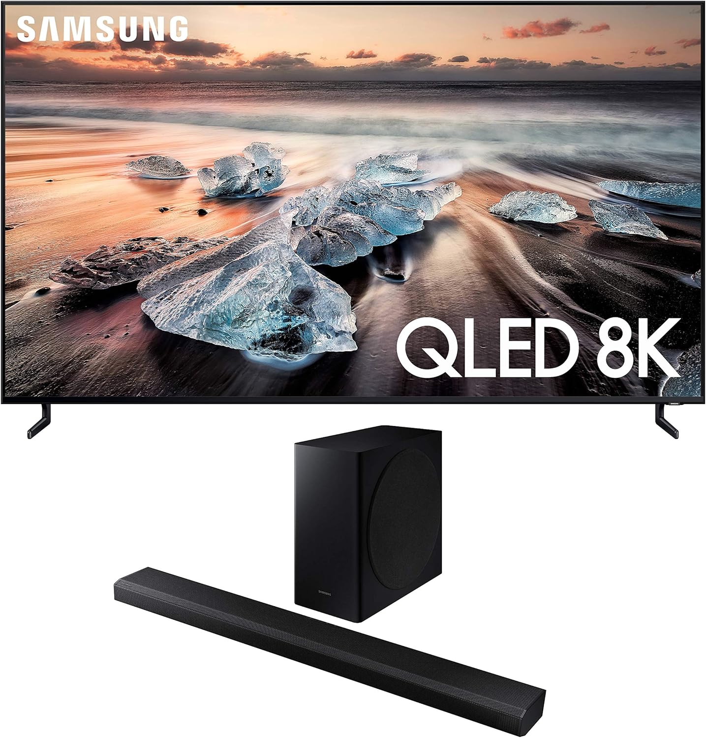 Samsung QN55Q900RB 55" 8K Ultra High Definition Smart QLED TV with a Samsung HW-Q800T 3.1.2 Ch Dolby Atmos Soundbar and Wireless Subwoofer