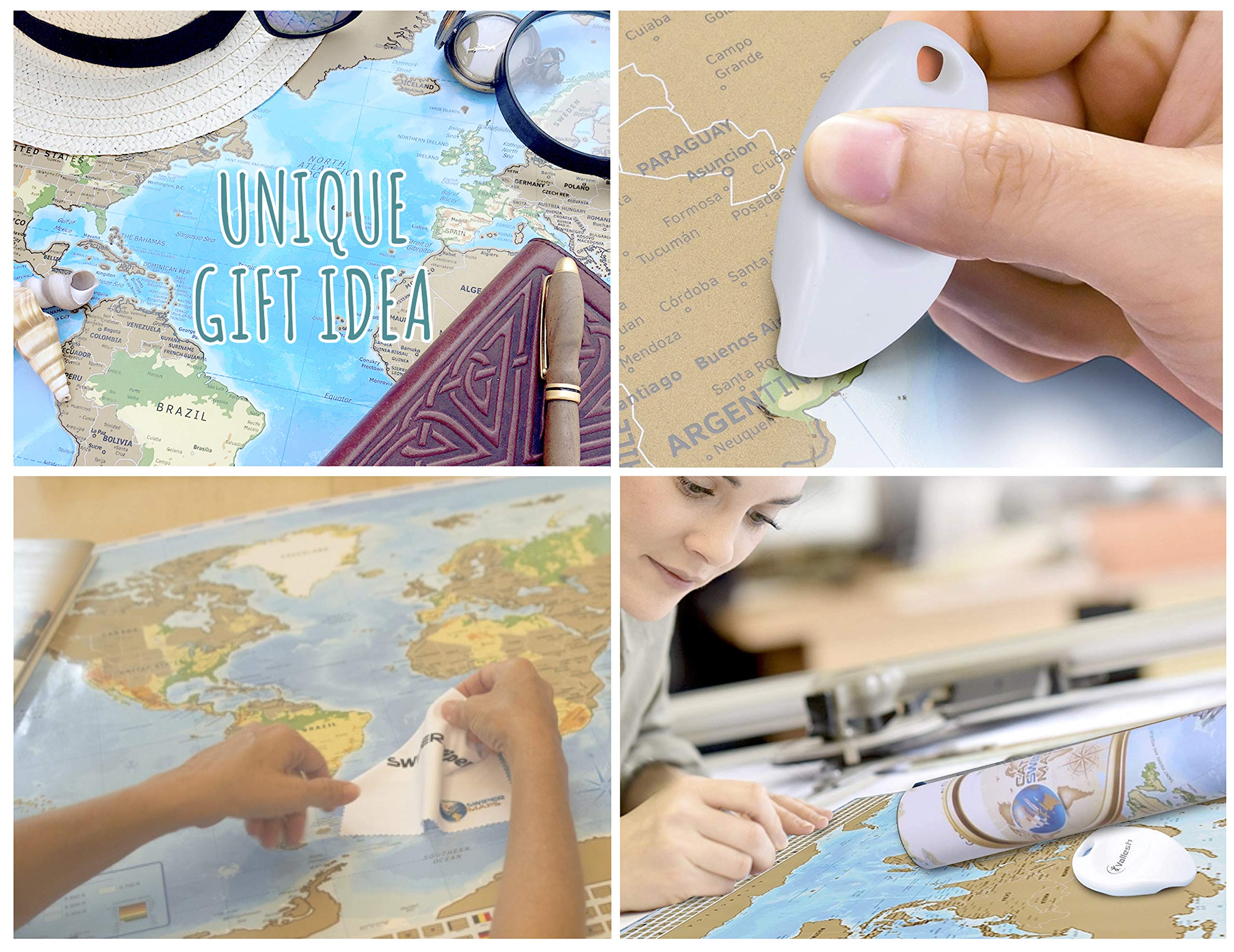 Buy Scratch off travel map of the world Easy to scratch off world