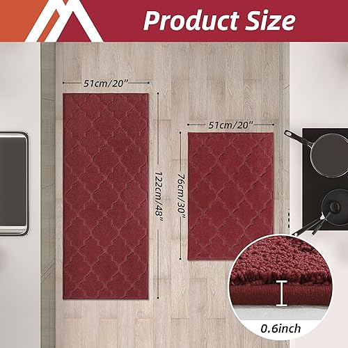 Miniatura 2 de COSY HOMEER Alfombras de cocina suaves 2 piezas para frente al fregadero, tapetes y tapetes de cocina súper absorbentes, 20 x 30 pulgadas20 x 48