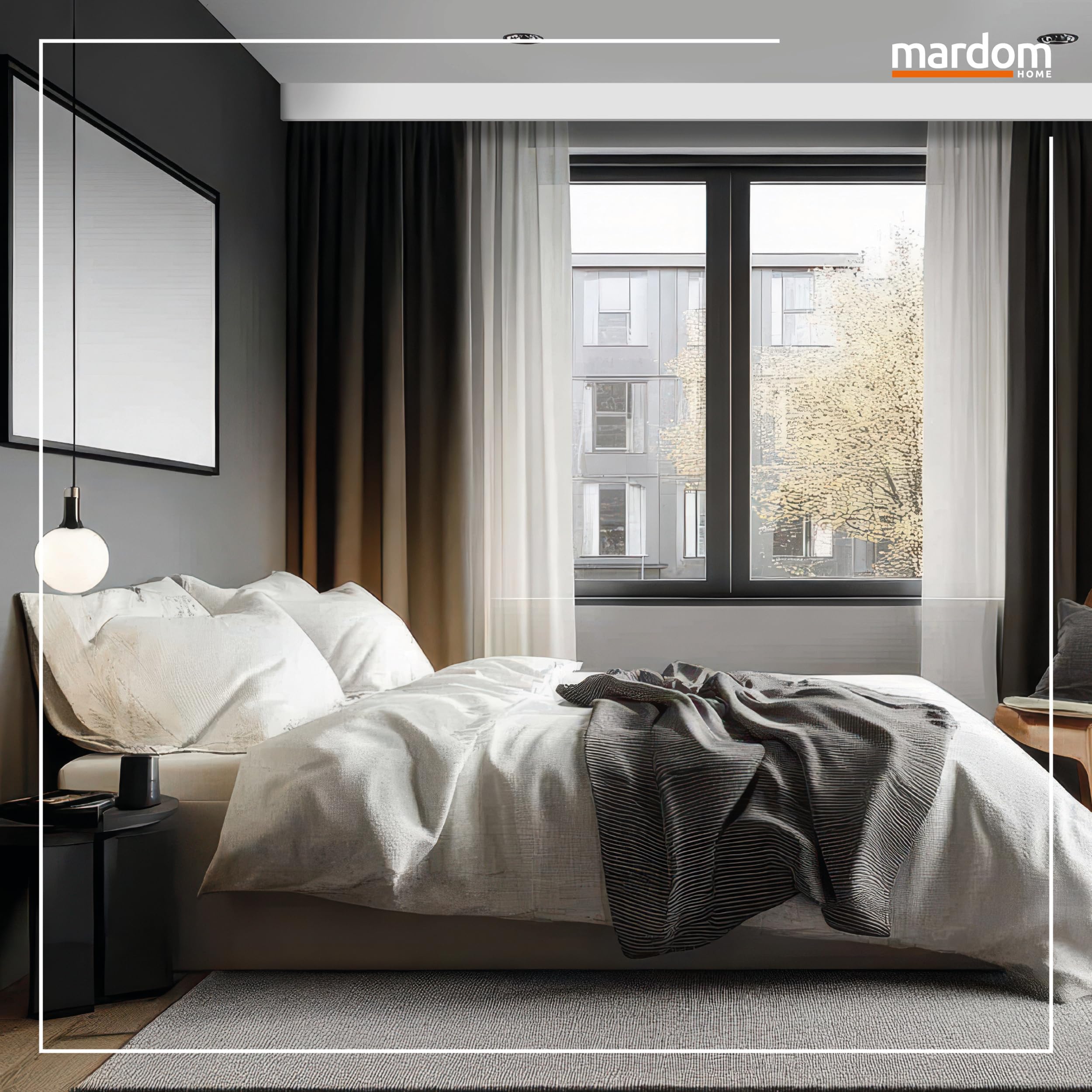 Mardom Moldura para techo, moldura para el techo de 200 cm de largo – 12 cm de alto – Cubierta blanca para barras de cortina – aspecto moderno compatible con LED – Moldura decorativa de techo en