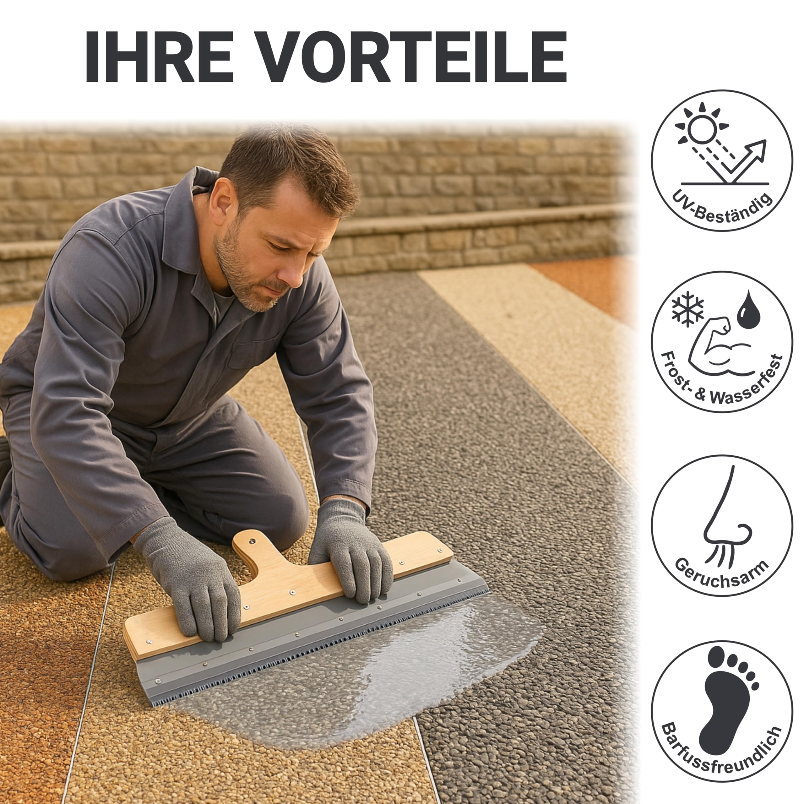 2K Epoxidharz Steinteppich Porenfüller Bodenbeläge Steinboden Treppe W731-9Kg