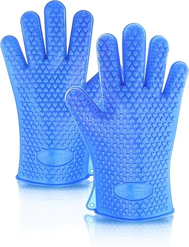 Miniatura 11 de New Star Foodservice 32376 - Manoplas de horno de silicona de grado comercial, color rojo, juego de 2