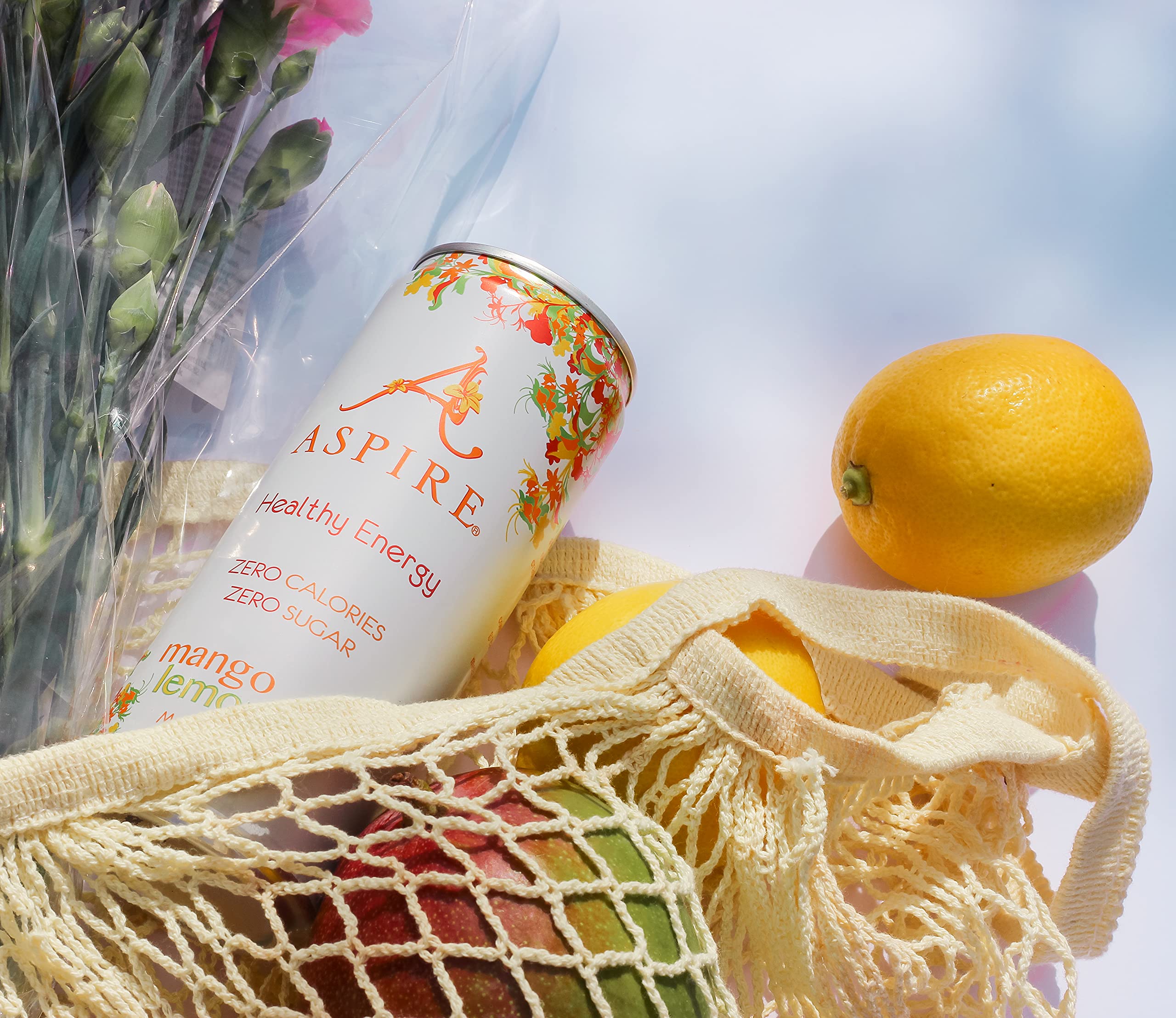 ASPIRE Healthy Energy Drink Mango Lemonade , 12 Pack Zero Calories