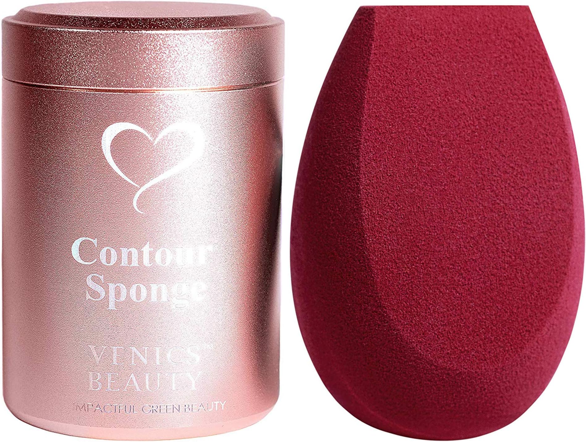 VENICSBEAUTY Contour Makeup Sponge Blender With Travel Storage Case Holder - Sponge For Foundations, Creams & Powders - Flawless and Latex Free - Rose Gold Defender Protective Case