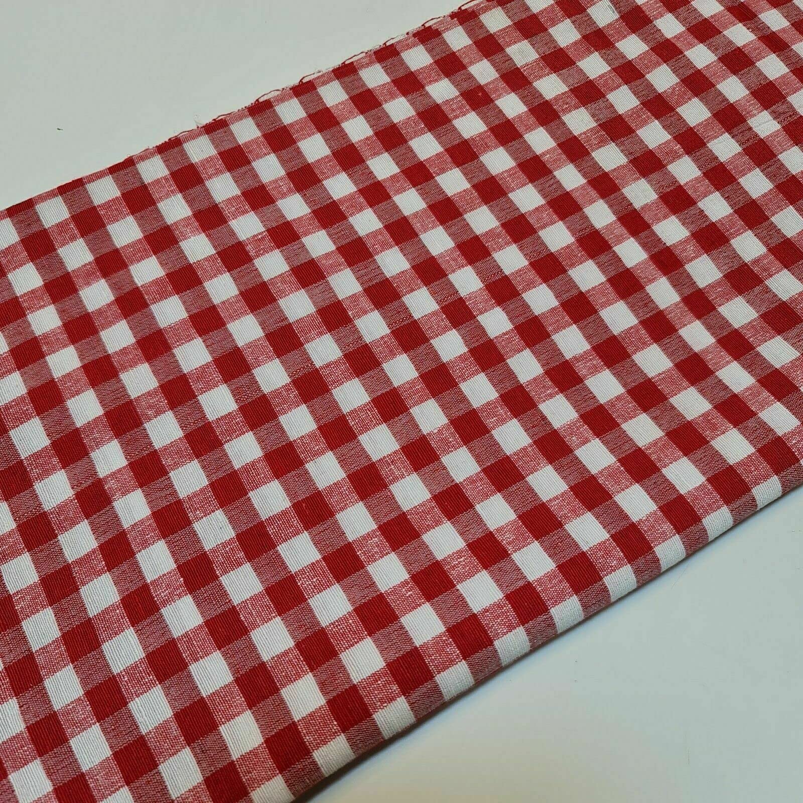 Tela de lino a cuadros Khadi de tela de lino suave a cuadros de tela Vichy de 42 pulgadas (5 metros, rojo y blanco (1/8 pulgadas)