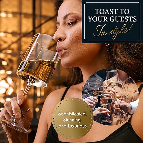 Miniatura 7 de Juego de 4 copas de vino cuadradas de 14 onzas, juego de copas de vino de cristal en embalaje de regalo, copa de vino tinto grande en tallo largo