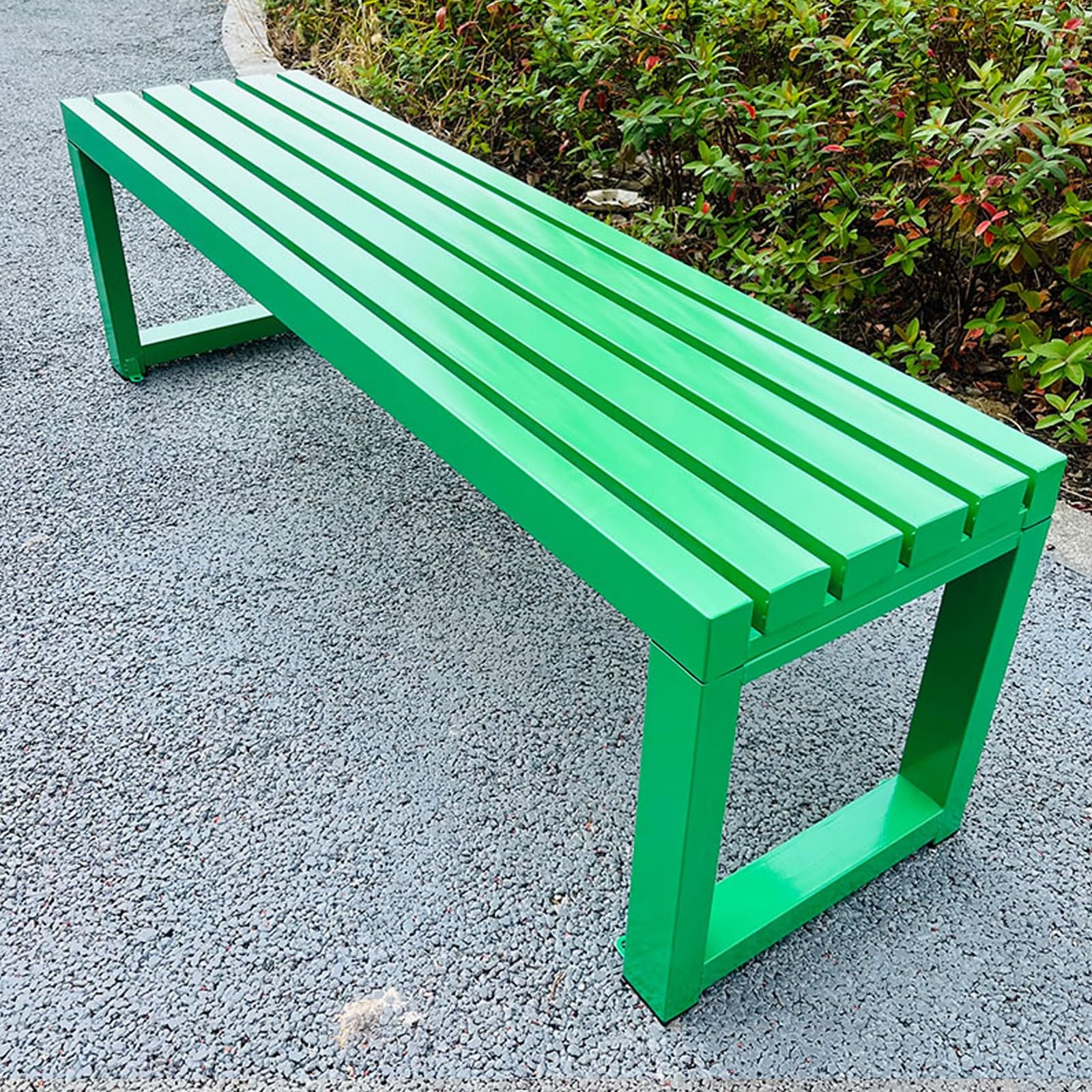 Banco de metal resistente a la intemperie para uso en exteriores, banco de jardín de hierro forjado y acero inoxidable, banco de plantas de 39.3 pulgadas para patio, parque, patio trasero, asiento