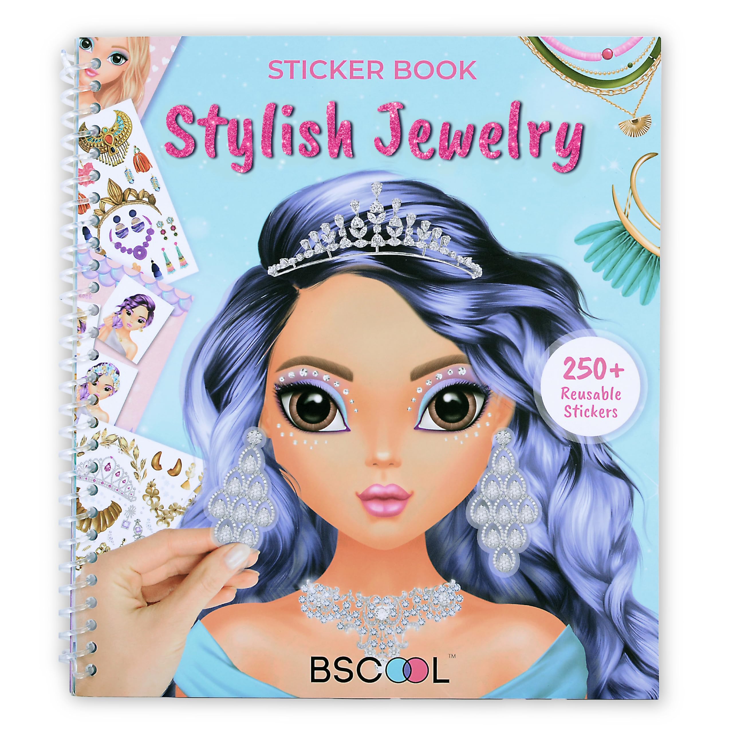 BSCOOL Sticker Stylish Dress-Up Jewelry. Sticker Activity Book for Kids. Learn Girls Fashion Design with Guides for Kids 5 and up with 250+ Reusable Stickers. Gift for Girls Ages 5,6,7,8