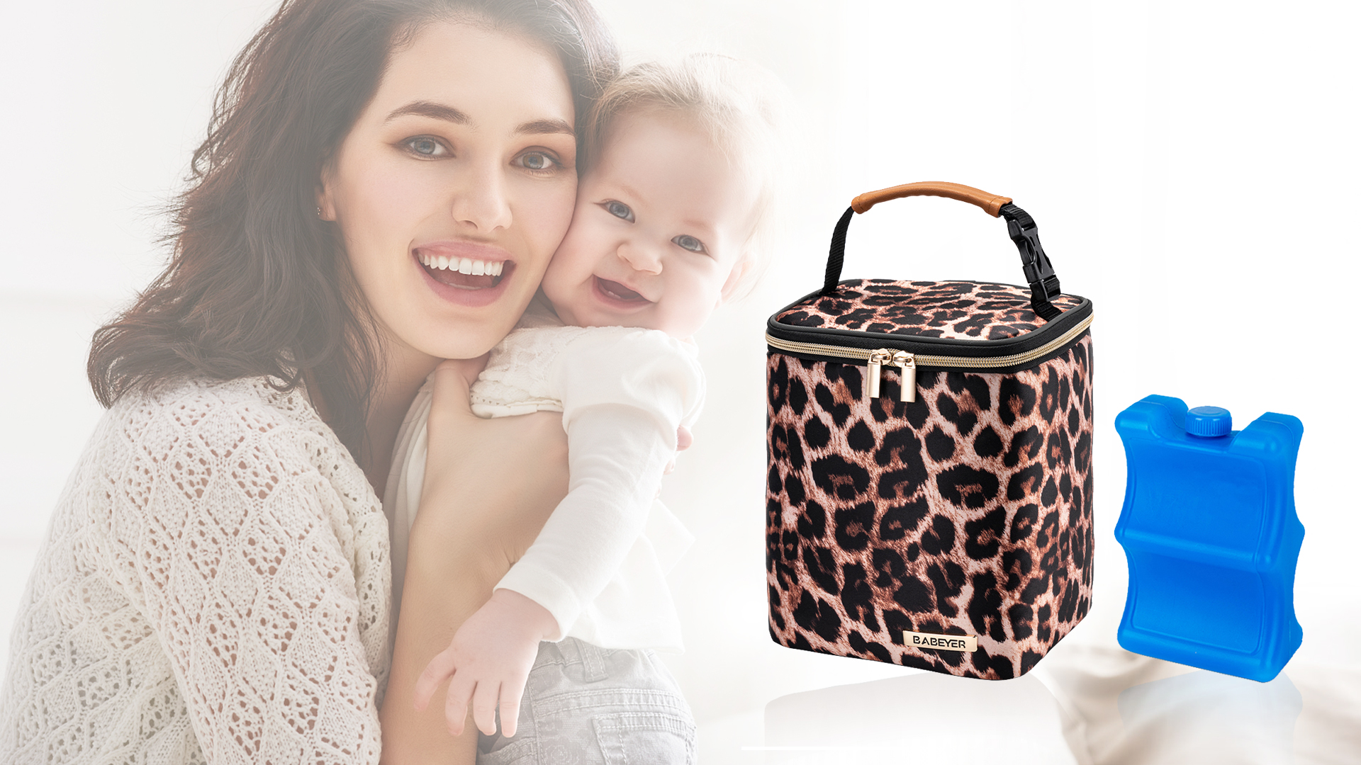 Sac Isotherme BABEYER Pour Lait Maternel - Jusqu'à 4 Biberons 270ml - Garde Au Froid 8h - Sac Glace Inclus
