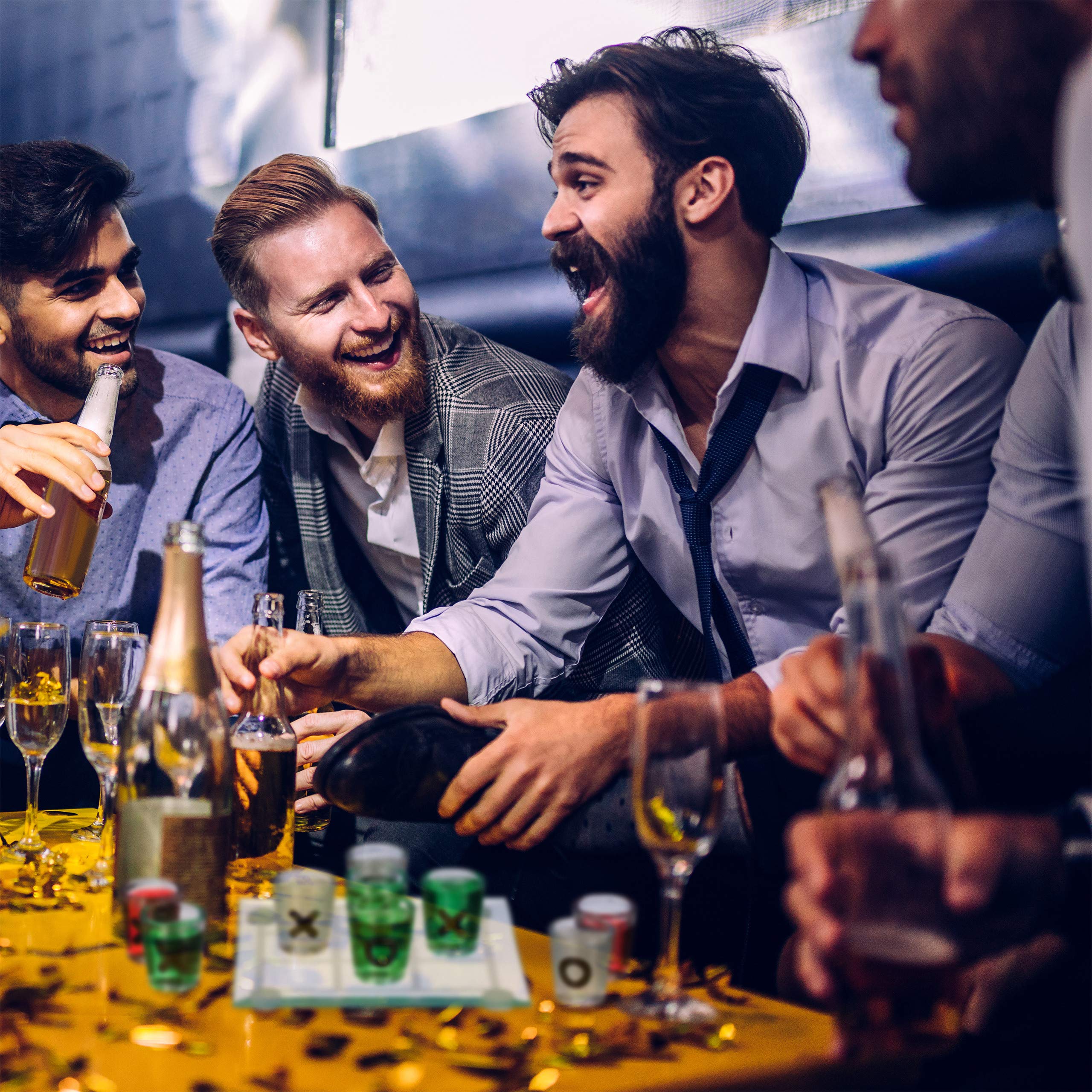 Relaxdays Tris Alcolico per Adulti, 2 Persone, 9 Bicchierini, Gioco per Addii al Celibato e Nubilato, Divertente Drinking Game, Trasparente