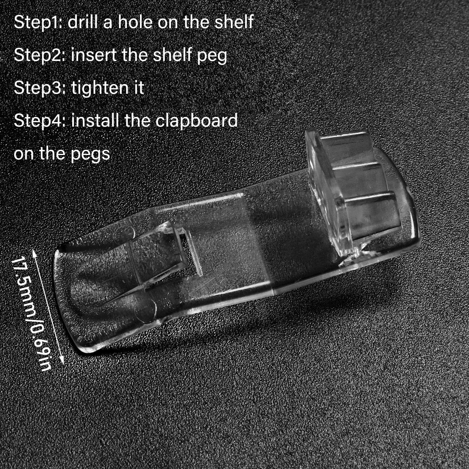 Shelf Support Peg LUORNG 20PCS Clear Plastic Locking Shelf Support Pin Clips, Cabinet Shelf Pins for 1/4inch Diameter Hole and 25/32inch Shelf,Self-Locking Bracket Clips