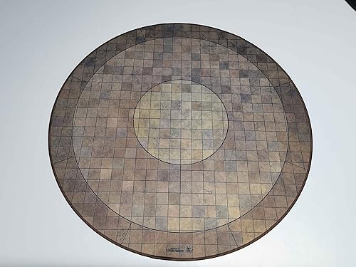 Miniatura 2 de Alfombra de juego de piso de mazmorra de 24 pulgadas de diámetro con borde cosido de rejilla de 1 pulgada, doble cara con terreno universal de