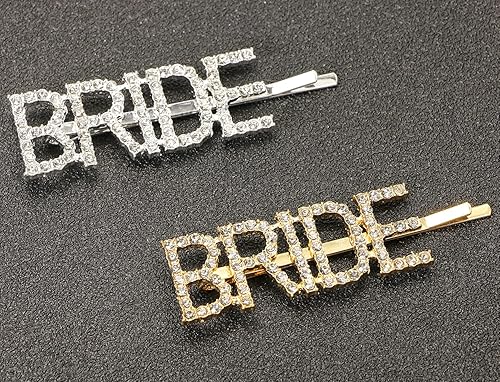 Miniatura 3 de Pinzas para el cabello de novia, Penta Angel, 2 unidades, oro y plata con diamantes de imitación, accesorios para el cabello para novias, mujeres,