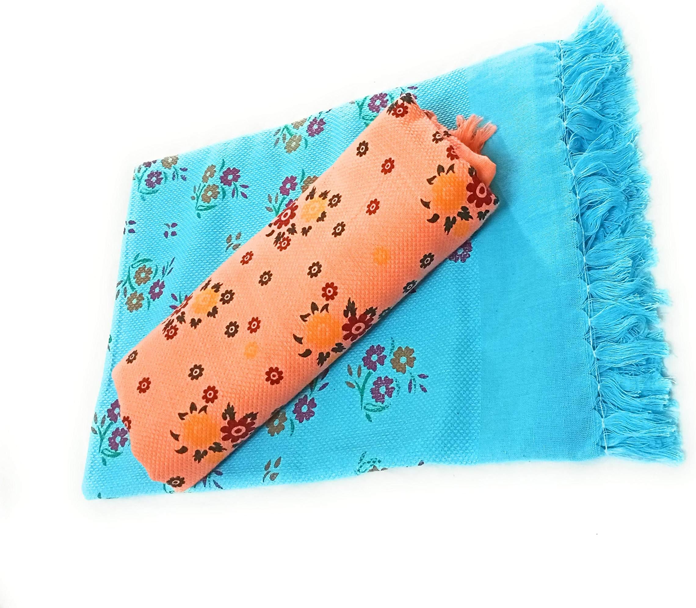 Cotton Floral Printed Bath Towel - 2 no.s (60"x 30" inches/150" x 75" cm) Large Size_AA23