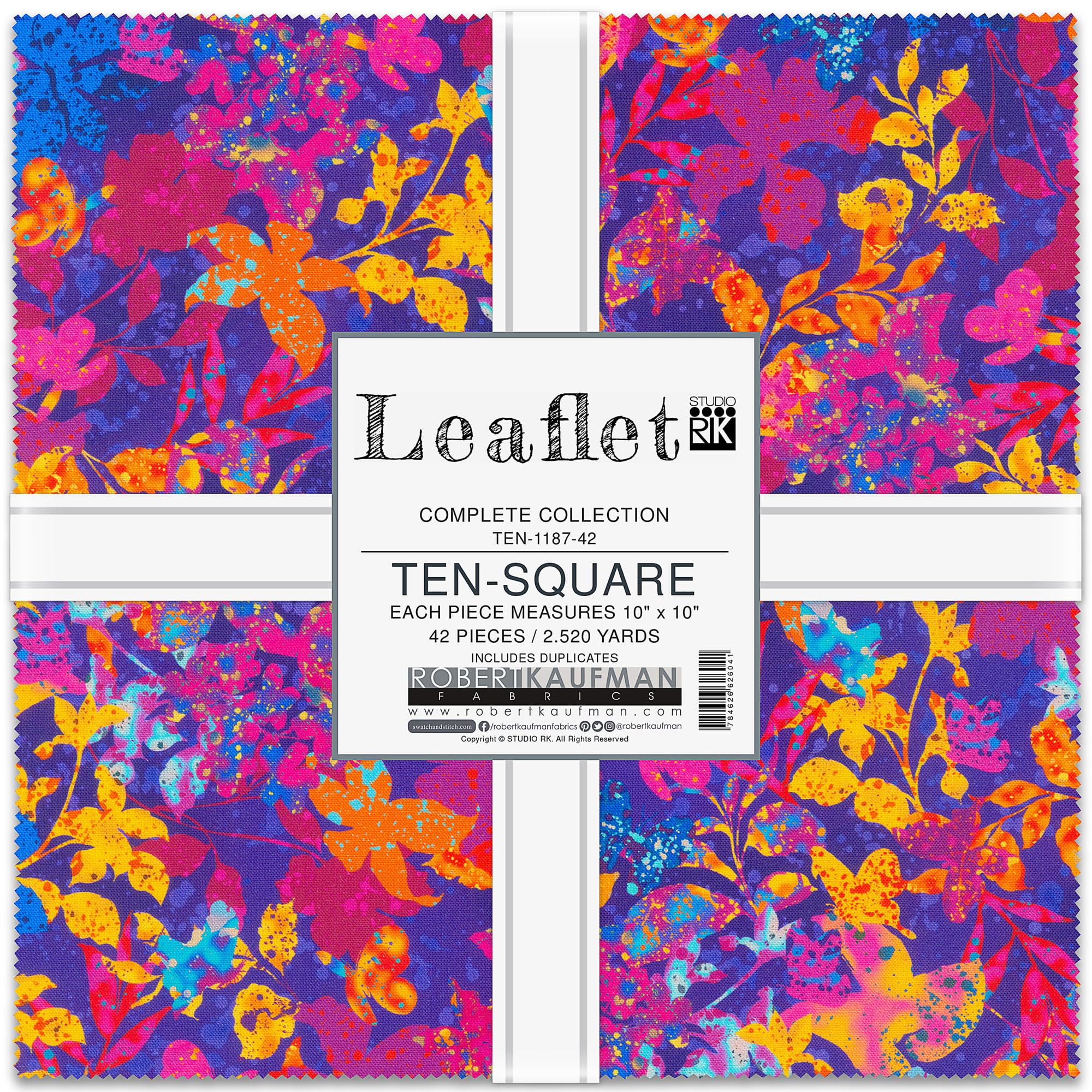 Leaflet Ten Square 42 10-inch Squares Layer Cake Robert Kaufman Fabrics TEN-1187-42