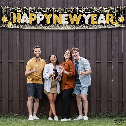 Miniatura 6 de KatchOn, Cartel de feliz año nuevo 2024  Xtragrande de 120 x 20 pulgadas  Cartel de feliz año nuevo para decoraciones de Año Nuevo  Decoraciones de