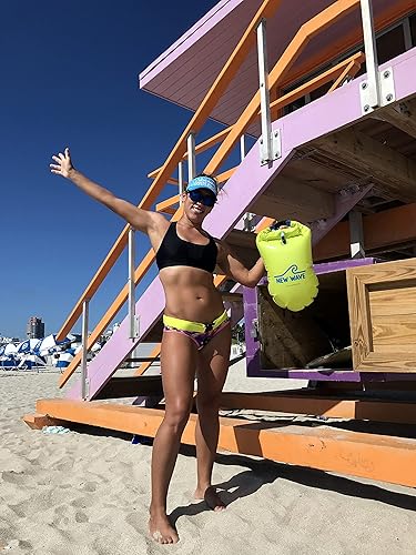 Miniatura 3 de New Wave Swim Buoy para nadadores y triatletas en aguas abiertas, flotador ligero y visible para entrenamiento y carreras seguros, alta visibilidad