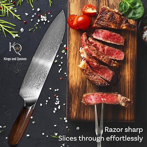 Miniatura 4 de Cuchillo de cocina japonés de 7 pulgadas, cuchillo Santoku ultra afilado en acero de alto carbono, cuchillo de chef japonés con mango ergonómico
