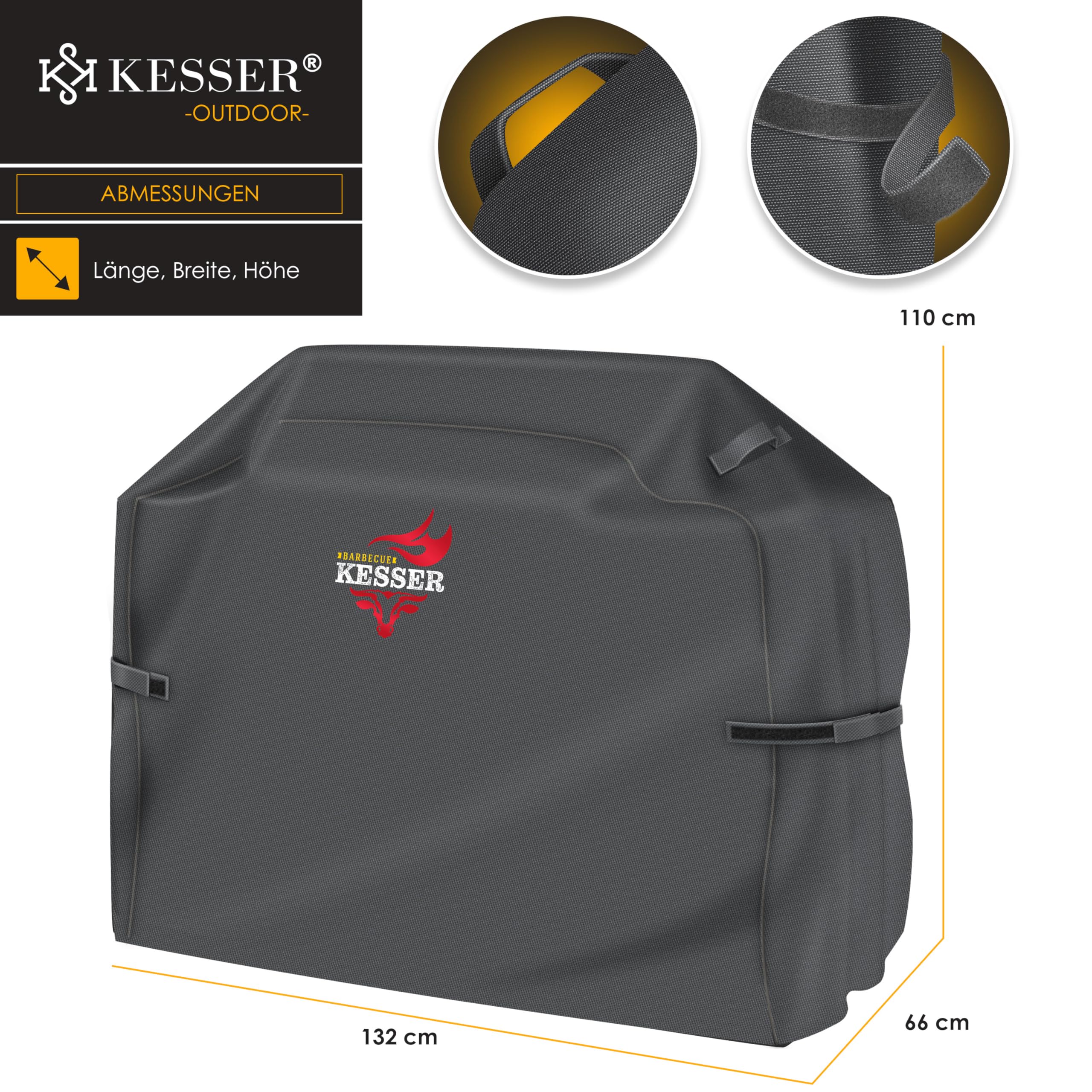KESSER Copertura premium per barbecue a gas, resistente alle intemperie, per Weber, Brinkmann, Char Broil Grill, in tessuto Oxford 600D, antistrappo, 132 x 66 x 109 cm, antracite