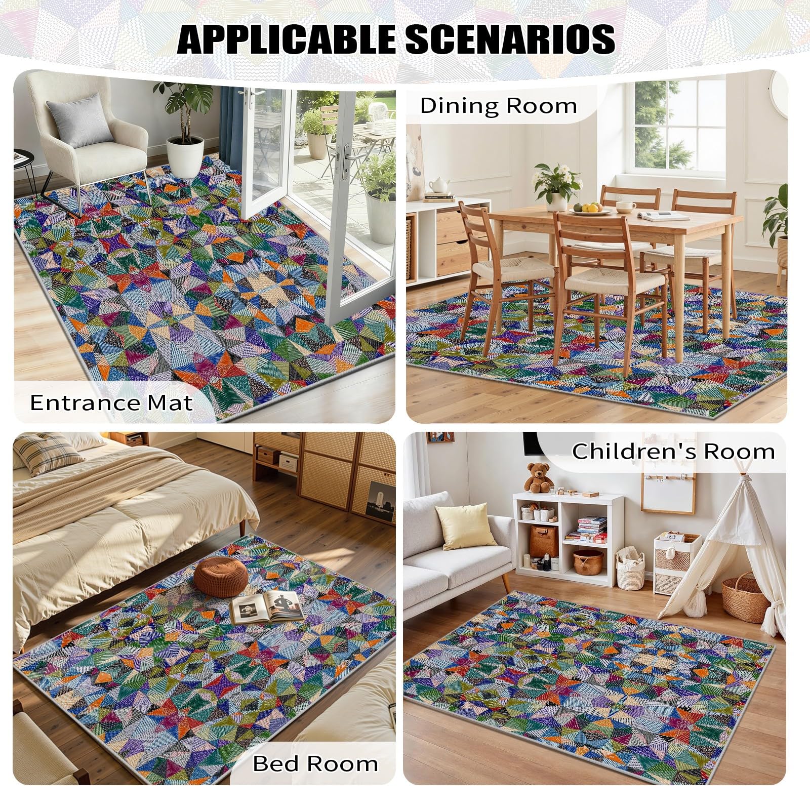 Bunt Abstrakte Teppich Wohnzimmer | Geometrisch Modern Teppich Groß 200x290 cm, Mehrfarbig Aesthetic Teppiche für Esszimmer, Schlafzimmer Bettvorleger Kurzflor