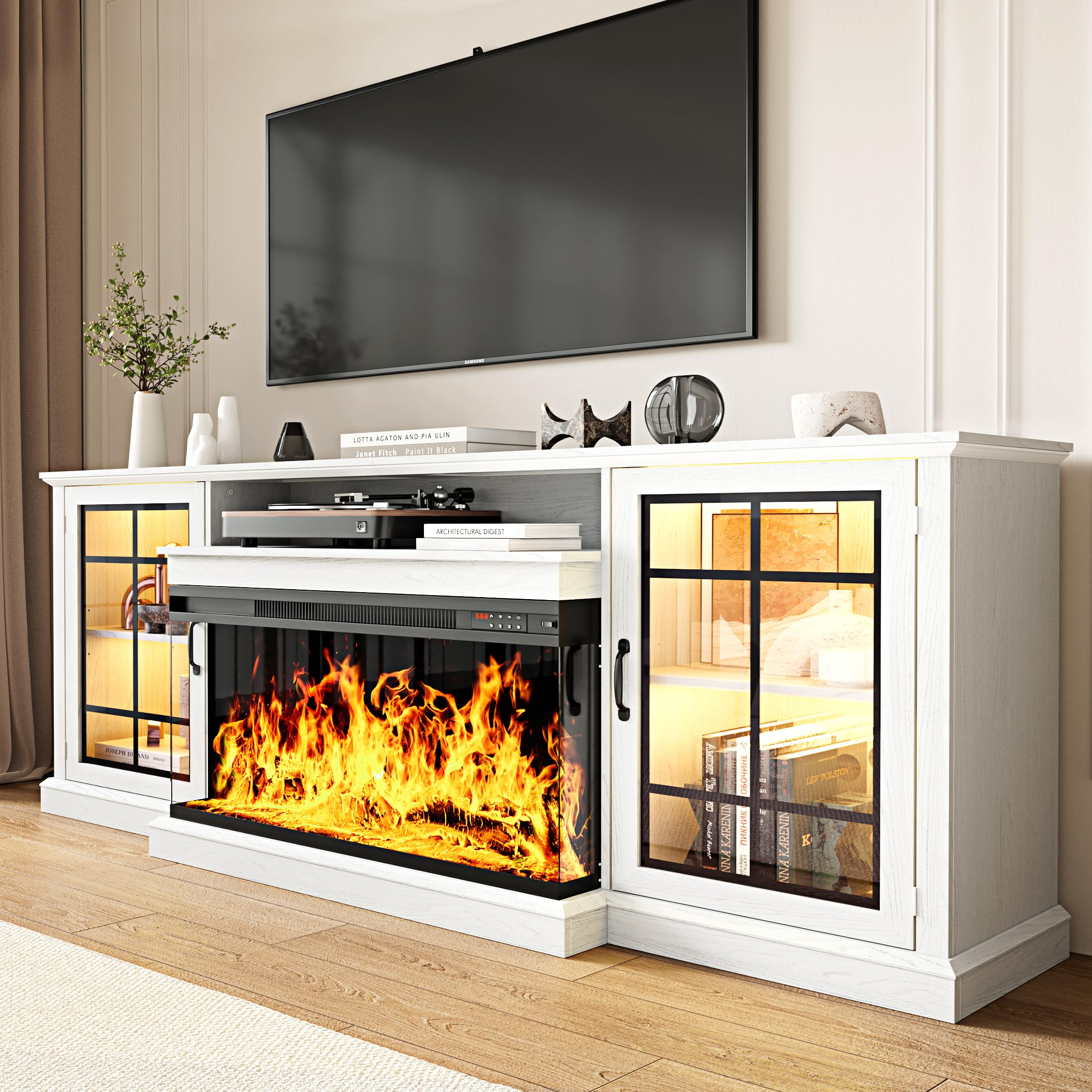 Amazon.com: MXV 80'' Fireplace TV Stand, Farmhouse Entertainment