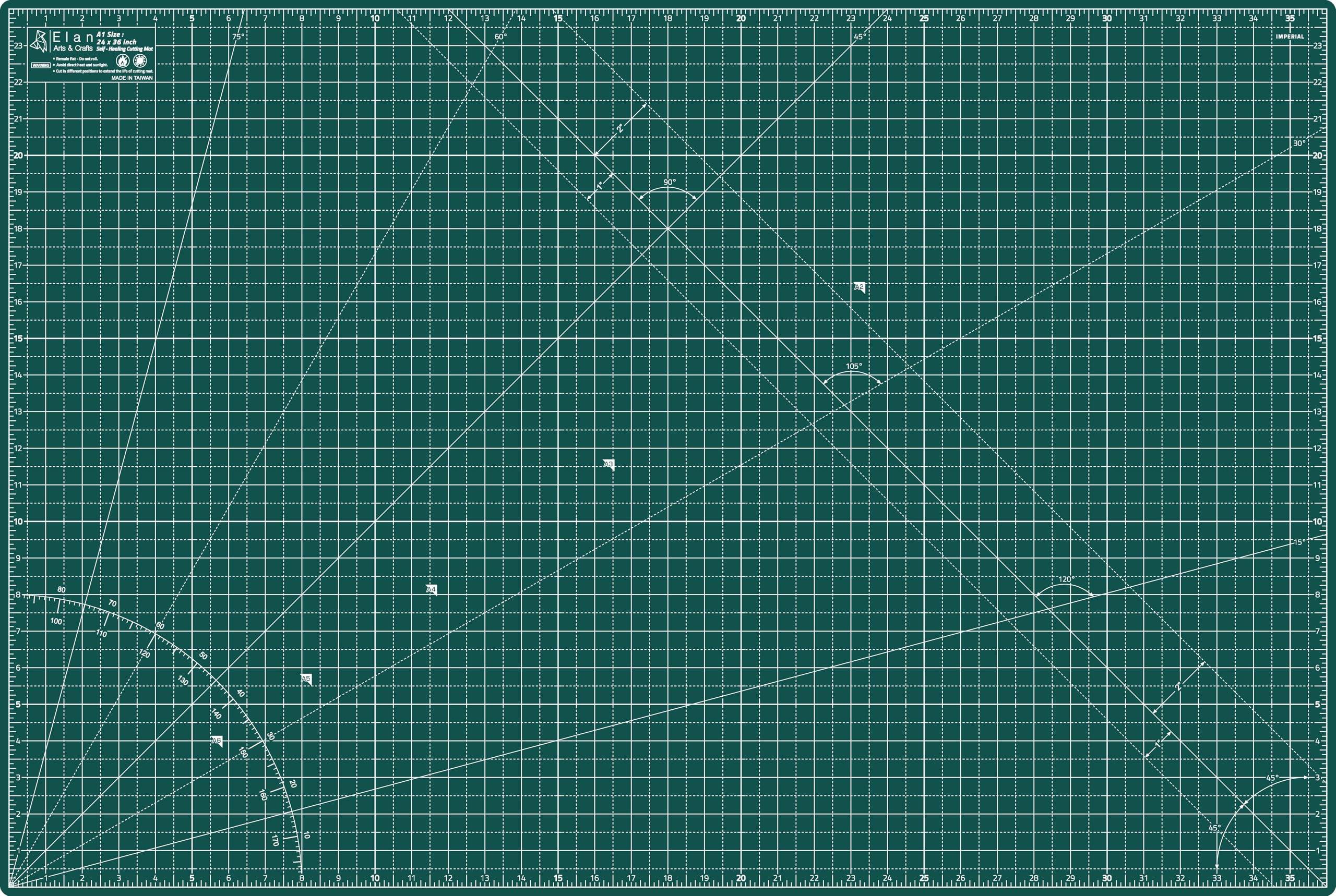 Elan A1 Cutting Mat A1 INCH Green, 5-Ply Craft Mat, Self-Healing Cutting Board Craft, Art Mat, Self Healing Cutting Boards 36 x 24 INCH, Dressmaking Accessories for Sewing, Quilting