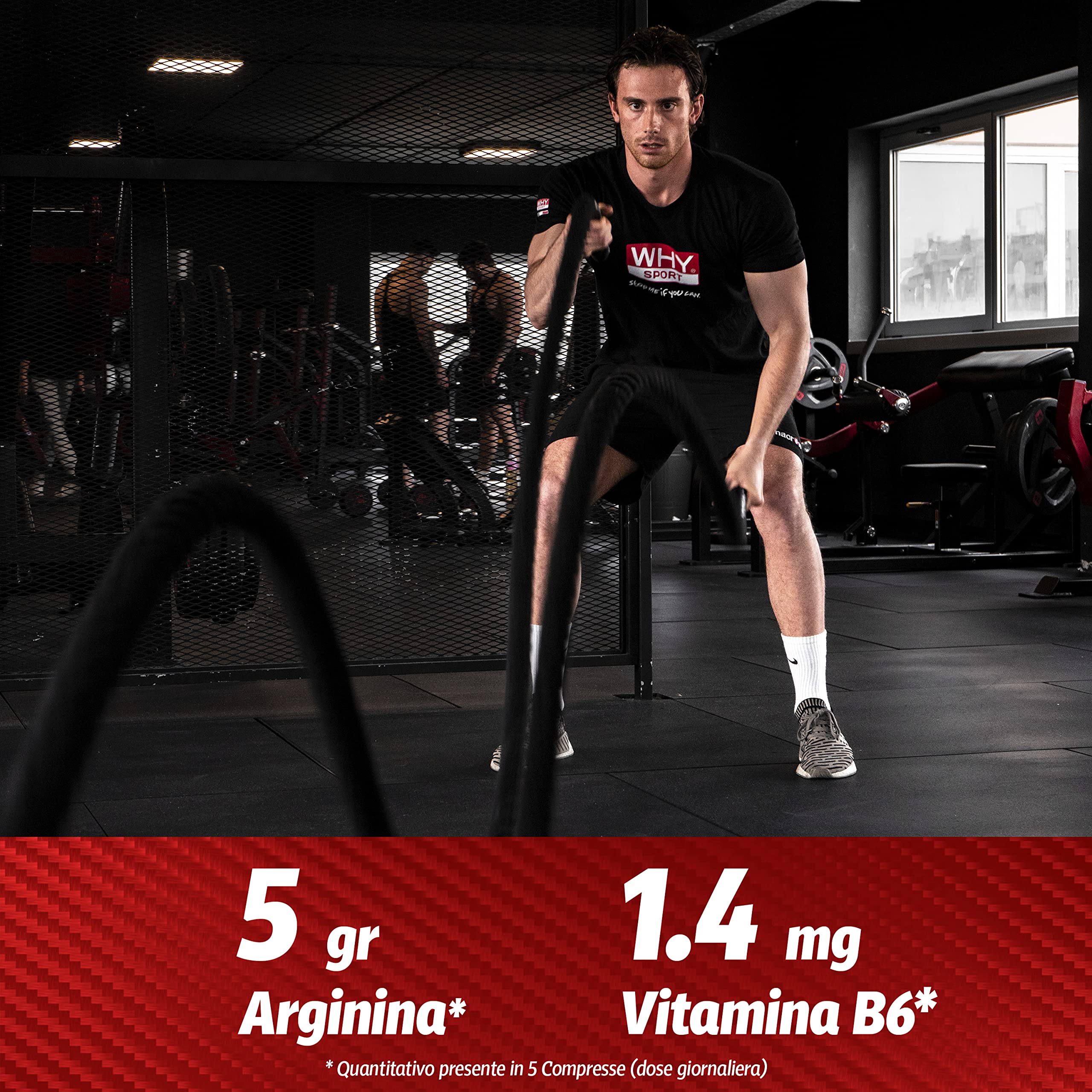 WHY SPORT ARGININA 1000 + B6 - Integratore Alimentare a Base di Arginina - 100 Capsule