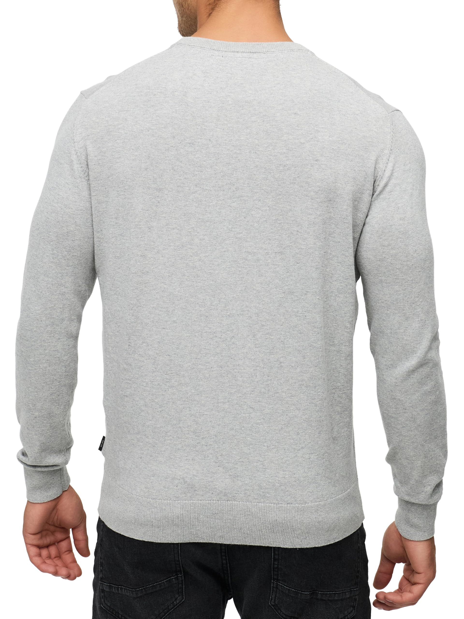 Indicode Jersey de punto fino INKalpo para hombre con cuello redondo | Jersey de punto de mezcla de algodón